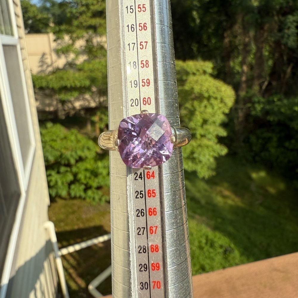 925 sterling silver Cushion Cut Amethyst ring